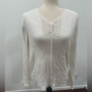 Victoria Jones Woman Knit Blouse with Crochet Detail